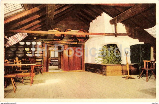 Stockholm - Skansen Kyrkhultsstugan fran Blekinge - Kyrkhult Cottage - interior museum - old postcard - Sweden - unused - JH Postcards