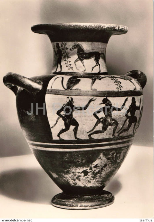 Etruscan stamnos - clay vase - Museo Villa Giulia Rome - horse - ancient world - Germany - unused - JH Postcards