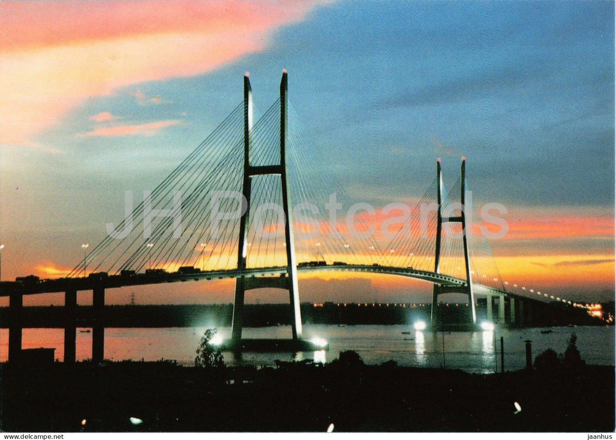 My Thuan bridge on Tien River - Mekong Delta at sunset - 3 - 2000s - Vietnam - unused - JH Postcards