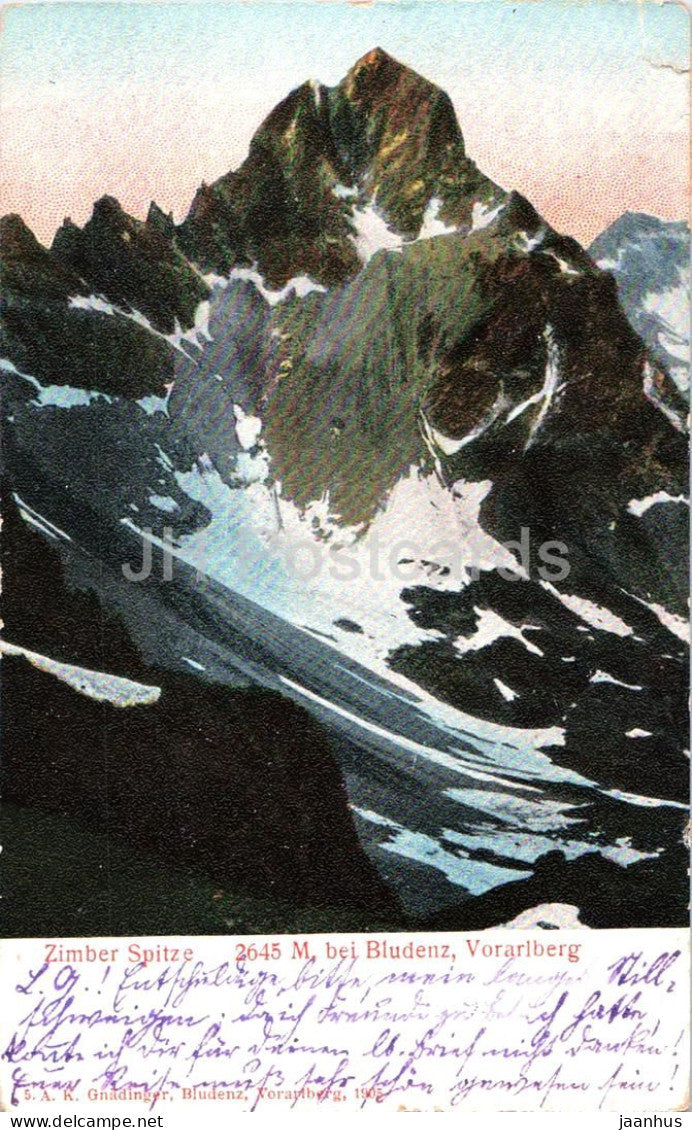 Zimber Spitze 2645 m bei Bludenz - Vorarlberg - Mountain Peak - Alps - old postcard - Austria - used - JH Postcards