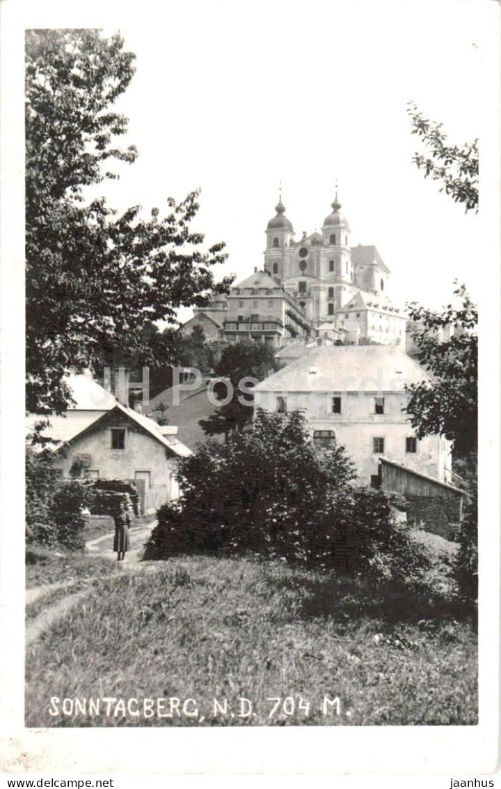 Sonntagberg 704 m - pilgrimage church - village view - old postcard - Austria - unused - JH Postcards