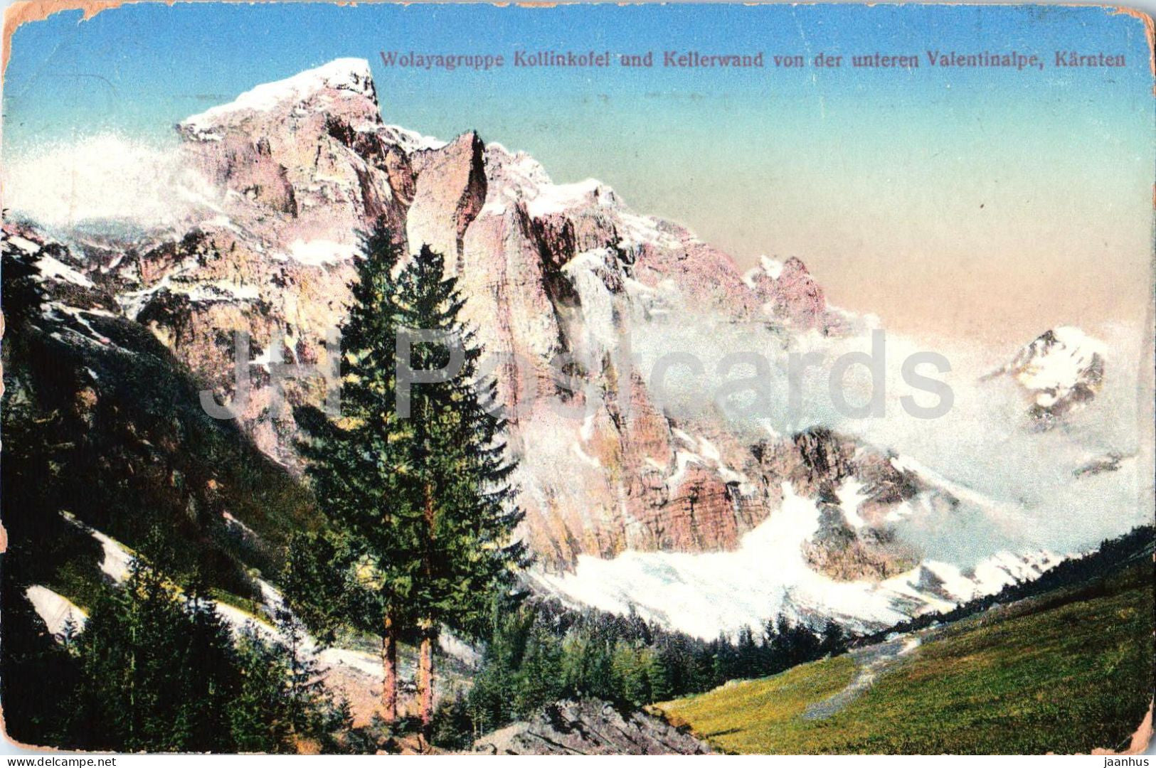 Wolayergruppe -Kolinkofel und Kellerwand von der unteren Valentinalpe - No. 375 - old postcard - 1913 - Austria - unused - JH Postcards