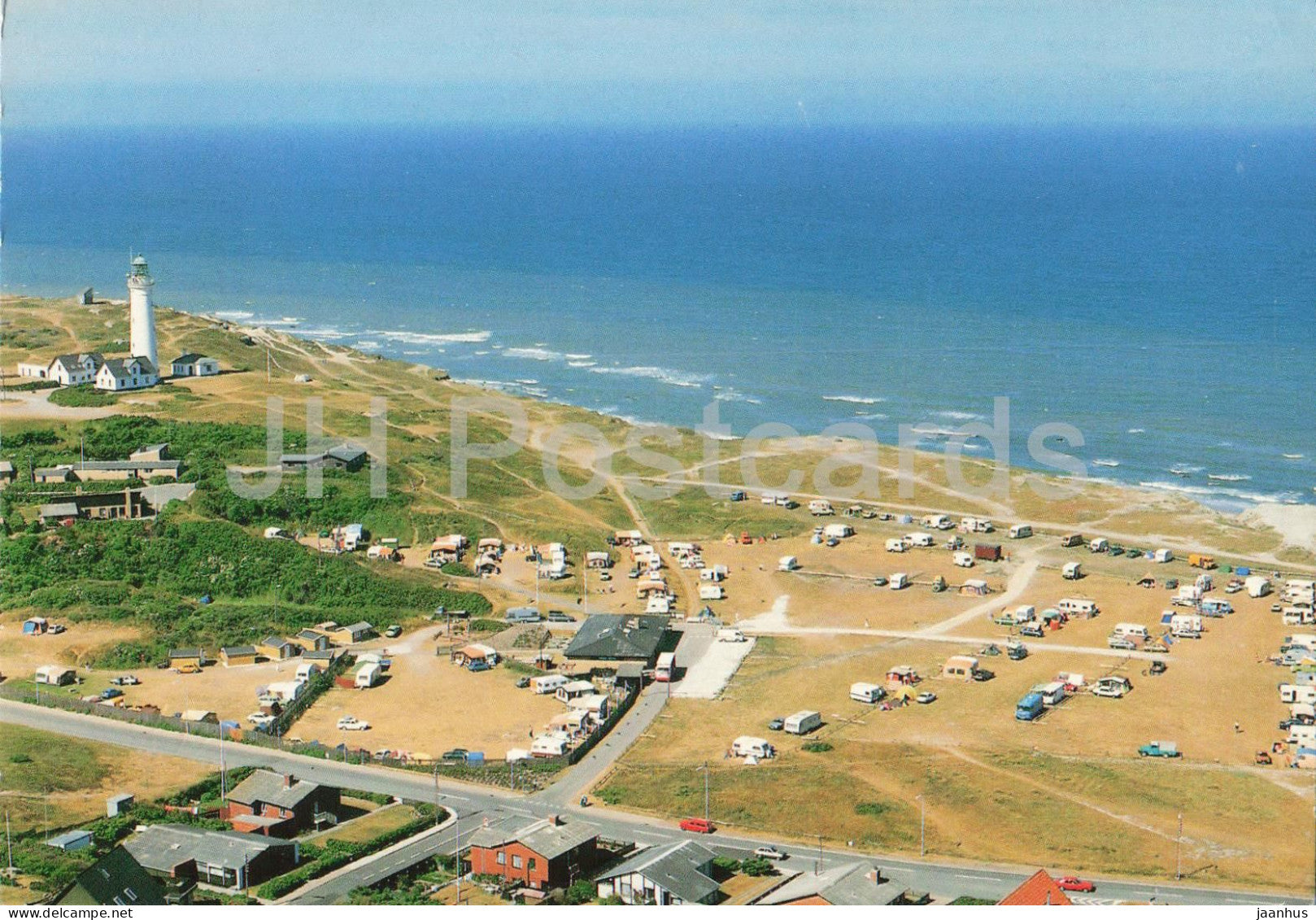 Hirtshals Camping - lighthouse - beach - campsite - aerial view - Nr 88132 - 1988 - Denmark - used - JH Postcards