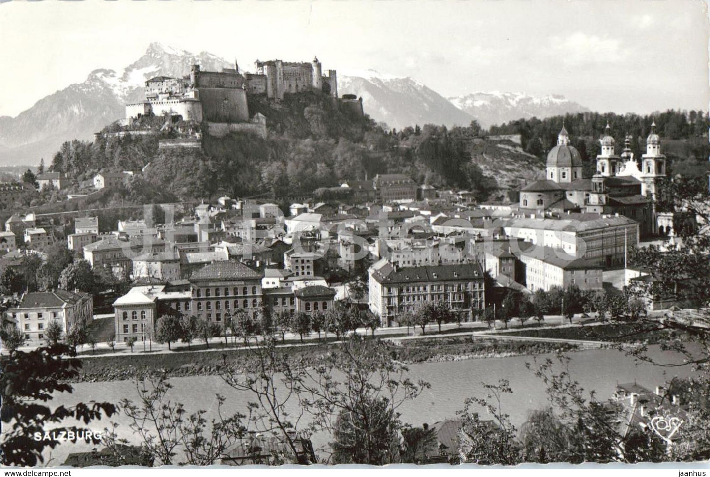 Salzburg - city panorama - old town with Hohensalzburg Fortress - 22 - 1961 - Austria - used - JH Postcards