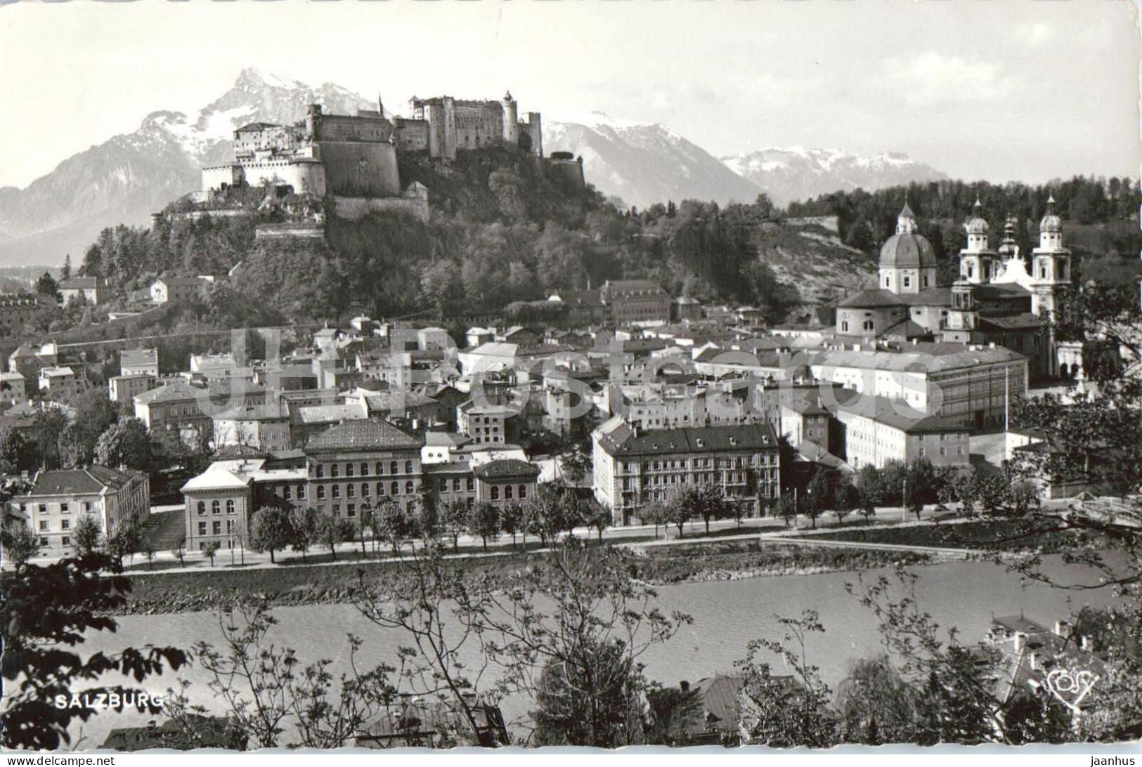 Salzburg - city panorama - old town with Hohensalzburg Fortress - 22 - 1961 - Austria - used - JH Postcards