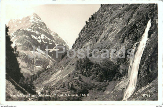 Nassfeldertal mit Schleierfall und Schareck 3131 m - Alps - Valley - W 61 - old postcard - 1947 - Austria - used - JH Postcards