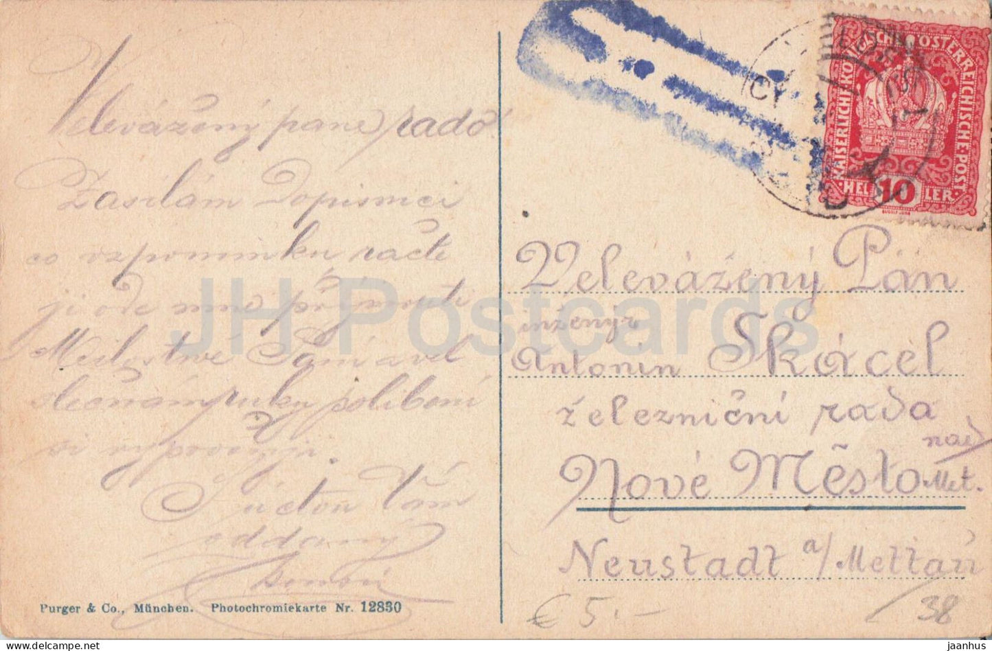 Veldes - Bled - Krain - lake view with church island - 12830 - old postcard - Slovenia - used