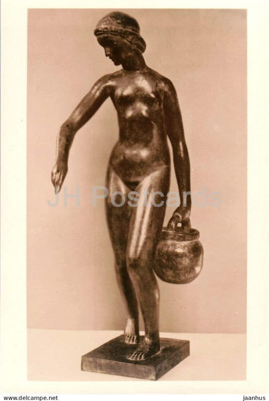 sculpture by Joseph Bernard - Water Carrier - French art - old postcard - France - used - JH Postcards