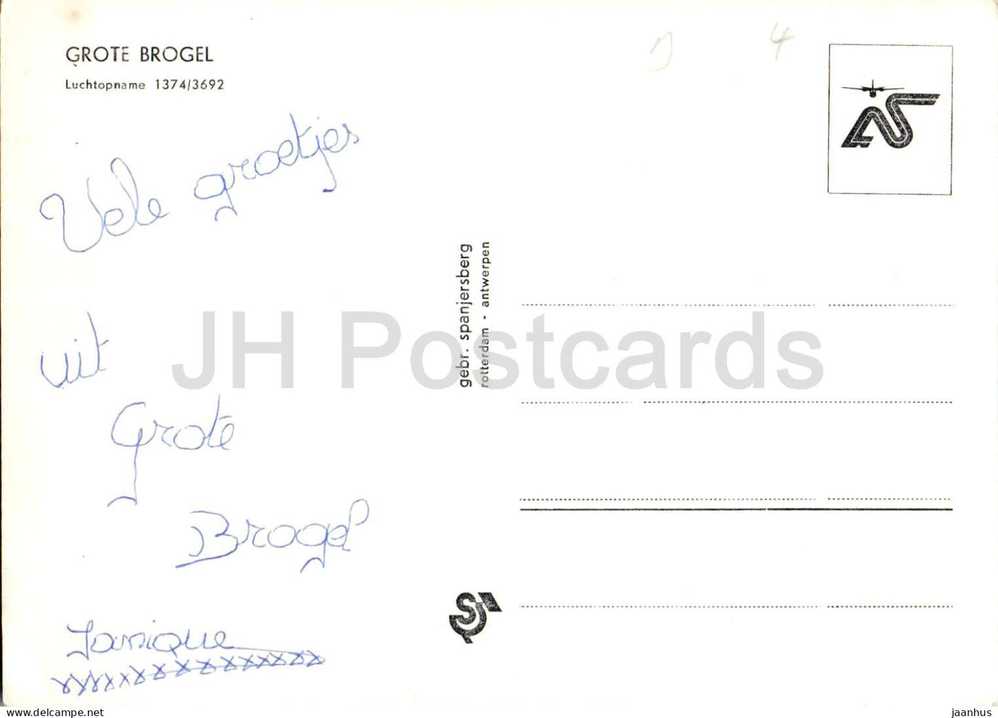 Grote Brogel - aerial view - village - church - 1374/3692 - old postcard - Belgium - unused