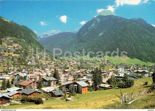 Morzine - Vue generale en fond la Pointe de Nyon 2020 m - General view - Alps mountains - 2005 - France - used - JH Postcards