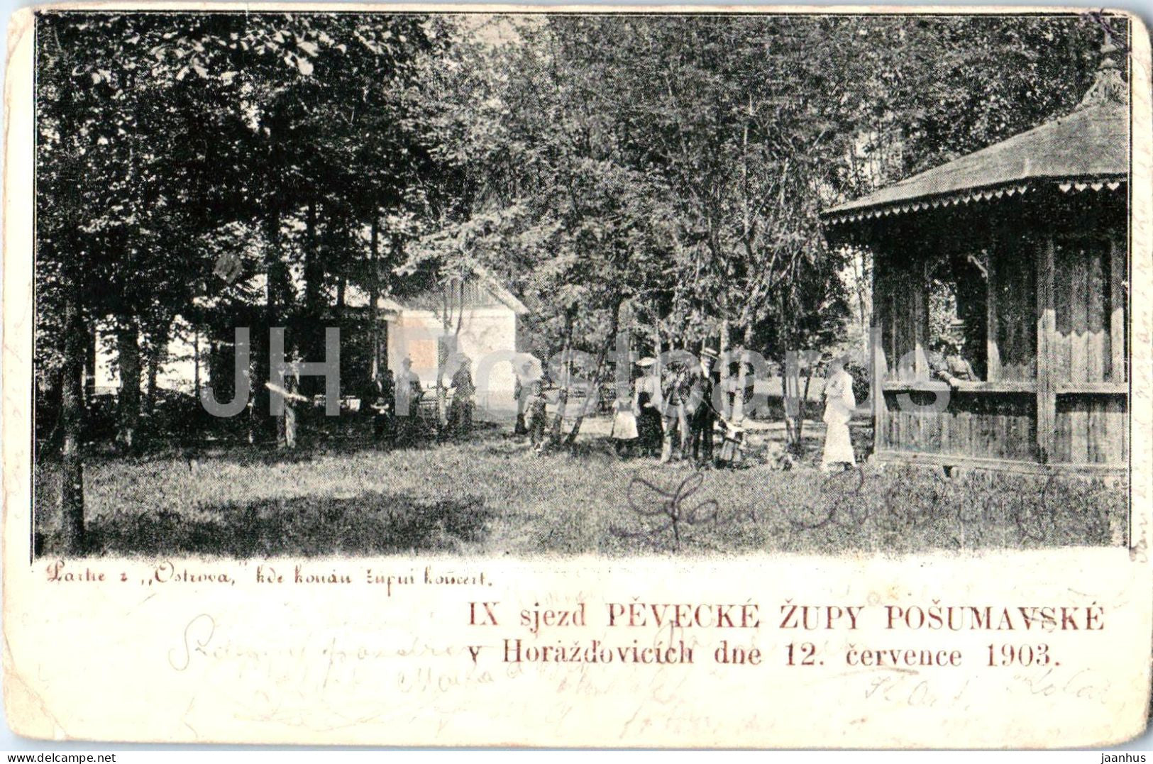 IX. Sjezd pevecke zupy Posumavske - Horazdovice 1903 - choir festival - old postcard - 1903 - Czech Republic - used - JH Postcards