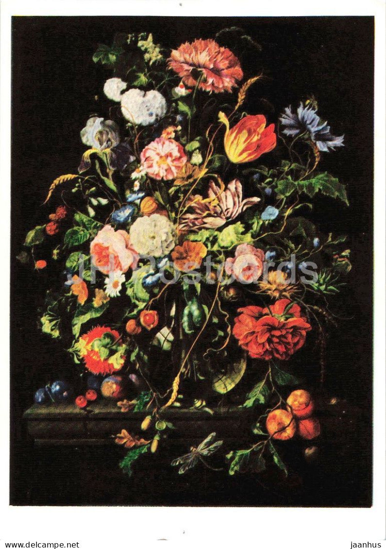 painting by Jan Davidsz de Heem - Flowers and Fruit - still life - Dutch art - 1971 - Germany DDR - unused - JH Postcards