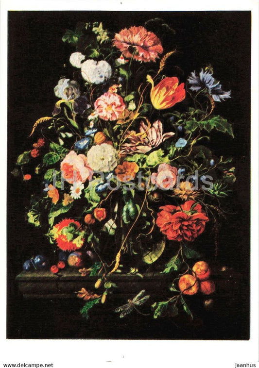 painting by Jan Davidsz de Heem - Flowers and Fruit - still life - Dutch art - 1971 - Germany DDR - unused - JH Postcards