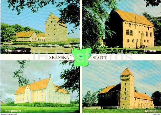 Skanska Slott - Glimmingehus - Bollerup - Krageholm - Tosterup - castle - multiview - 957 - Sweden - unused - JH Postcards