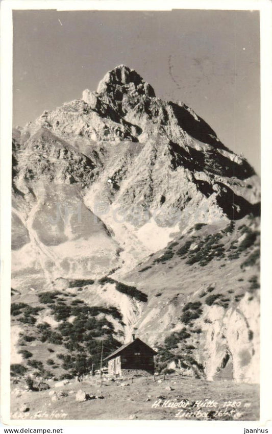 H. Hueter Hutte 1780 m Zimba 2645 m - Mountain Hut - Vorarlberg Alps - old postcard - 1946 - Austria - used - JH Postcards