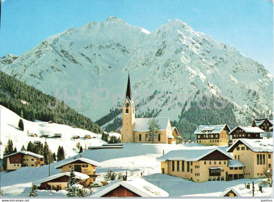 Hirschegg im Kleinen Walsertal - village - church - mountains - Austria - used - JH Postcards