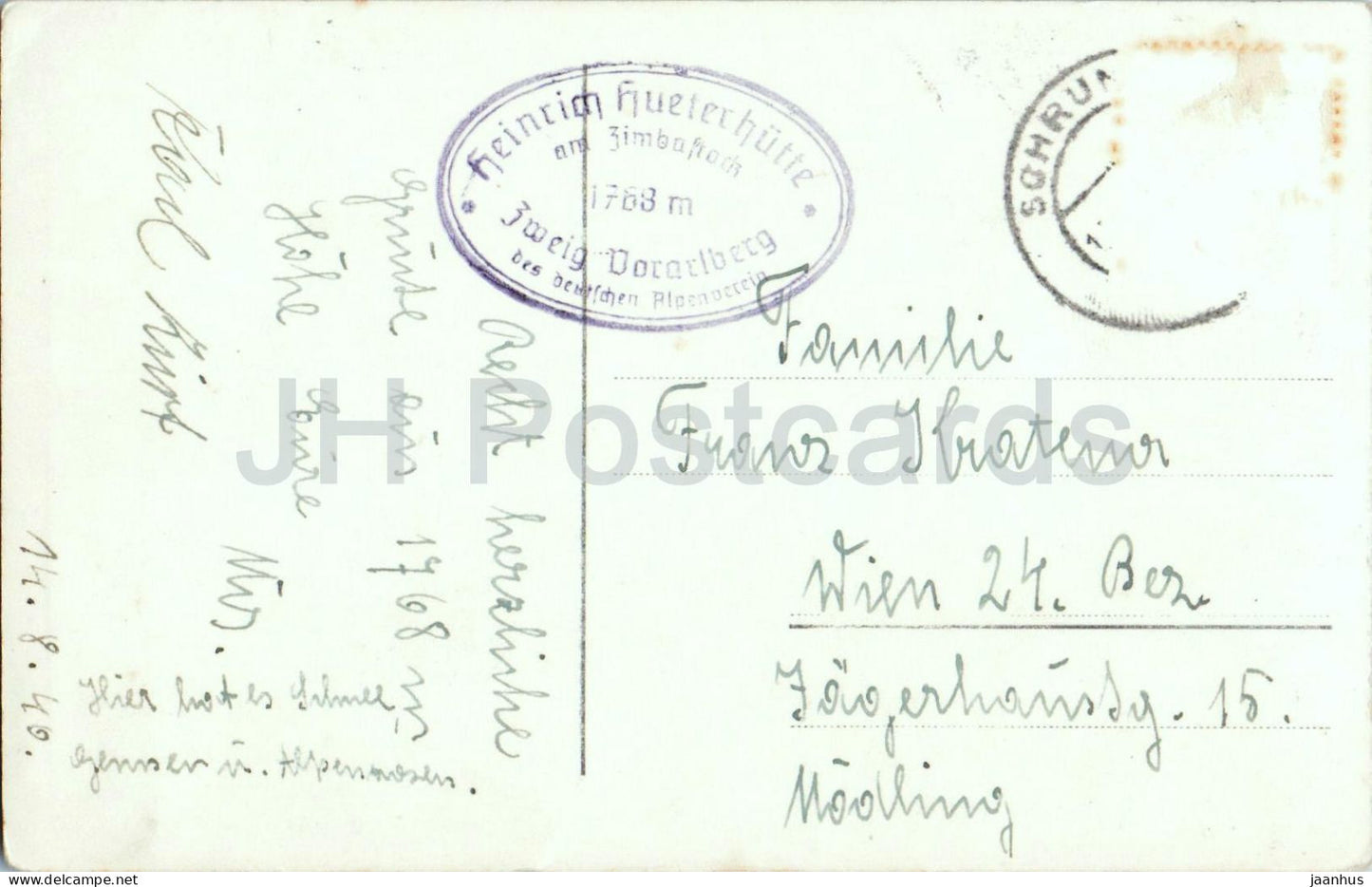 H. Hueter Hutte 1780 m Zimba 2645 m - Refuge de montagne - Alpes du Vorarlberg - Carte postale ancienne - 1946 - Autriche - utilisée 