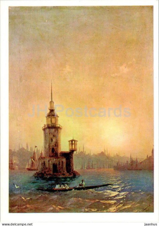painting by I. Aivazovsky - View of the Leander Tower - Russian art - 1974 - Russia USSR - unused - JH Postcards