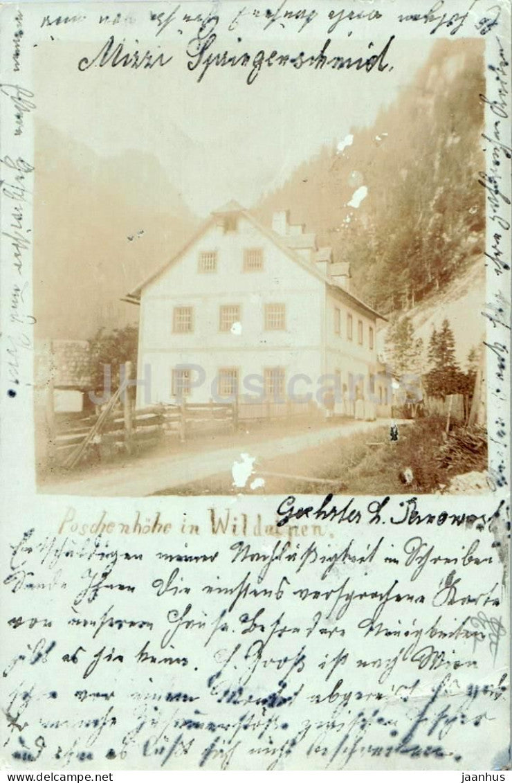 Poschenhohe in Wildalpen - inn - Gasthaus - Gasthof - mountains - old postcard - 1900s - Austria - used - JH Postcards