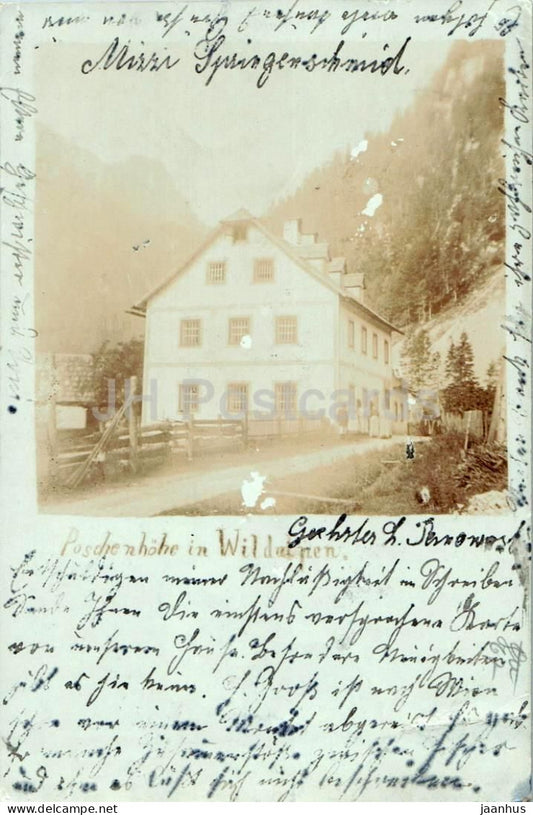 Poschenhohe in Wildalpen - inn - Gasthaus - Gasthof - mountains - old postcard - 1900s - Austria - used - JH Postcards