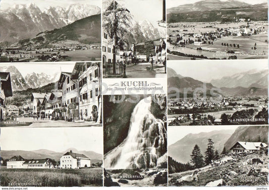 Kuchl - ein Juwel im Salzburgerland - Marktgasse - Sagewerkschule - Jochalm - multiview - 24 - 1964 - Austria - used - JH Postcards