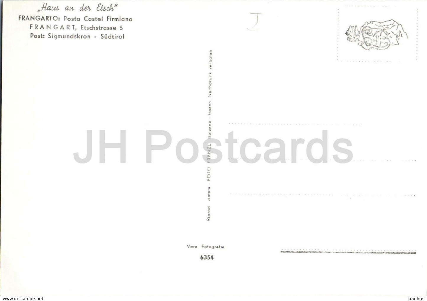 Haus an der Etsch - Frangart - Postamt Schloss Sigmundskron - Frangart - Post - 6354 - alte Postkarte - Italien - unbenutzt
