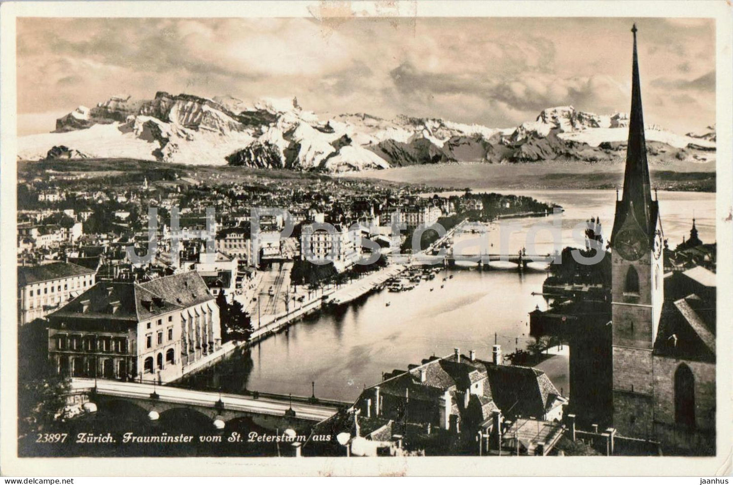 Zurich - Fraumunster vom St. Petersturm aus - 23897 - old postcard - 1931 - Switzerland - used - JH Postcards