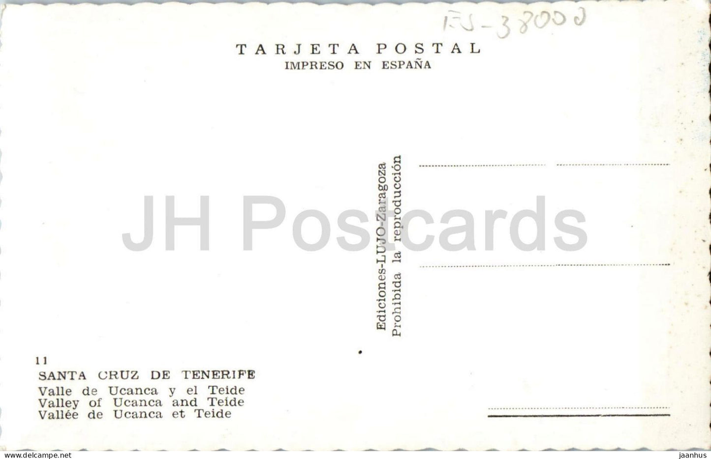 Santa Cruz De Tenerife - Valle de Ucanca y el Teide - Tal - 11 - alte Postkarte - Spanien - unbenutzt