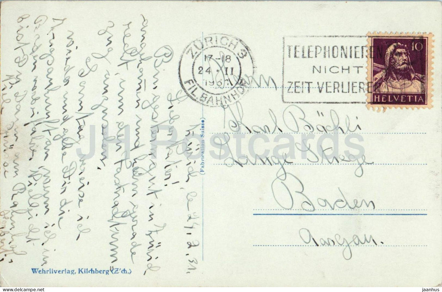 Zurich - Fraumunster vom St. Petersturm aus - 23897 - carte postale ancienne - 1931 - Suisse - utilisé 