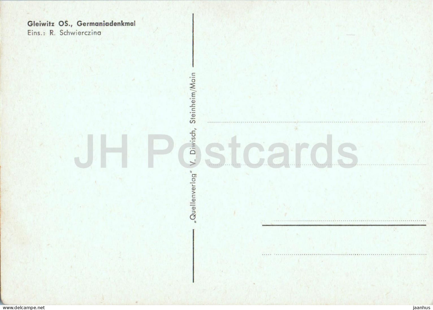 Gleiwitz OS - Germaniadenkmal - Germania-Denkmal - Gliwice - Schlesien - Schlesien - alte Postkarte - Polen - unbenutzt 
