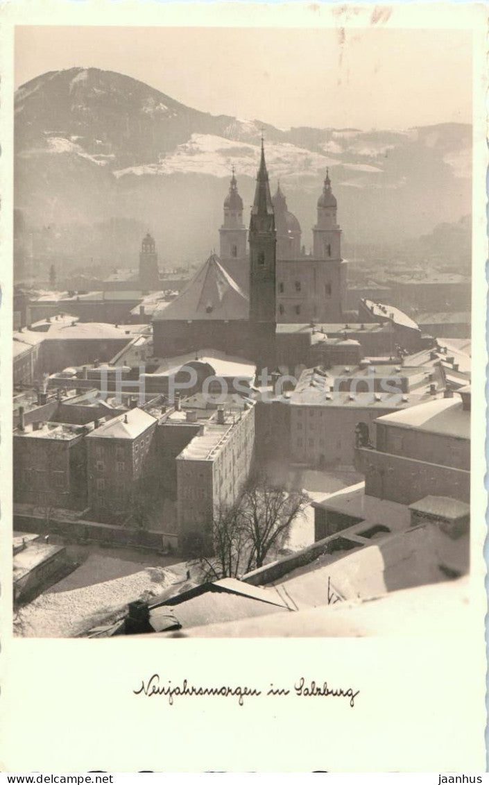 Neujahrsmorgen in Salzburg - New Year morning in Salzburg -  city view - 27352 - old postcard - 1950 - Austria - used - JH Postcards
