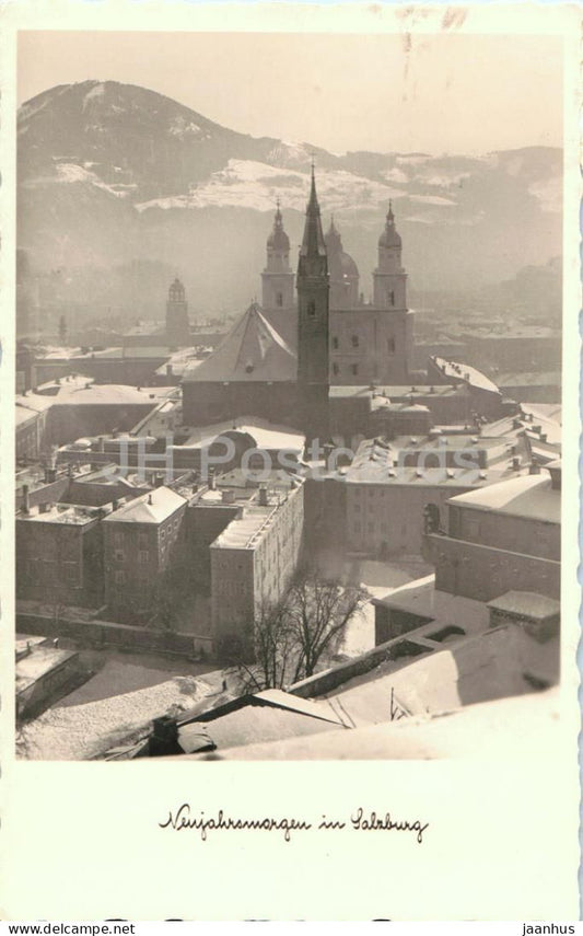 Neujahrsmorgen in Salzburg - New Year morning in Salzburg -  city view - 27352 - old postcard - 1950 - Austria - used - JH Postcards