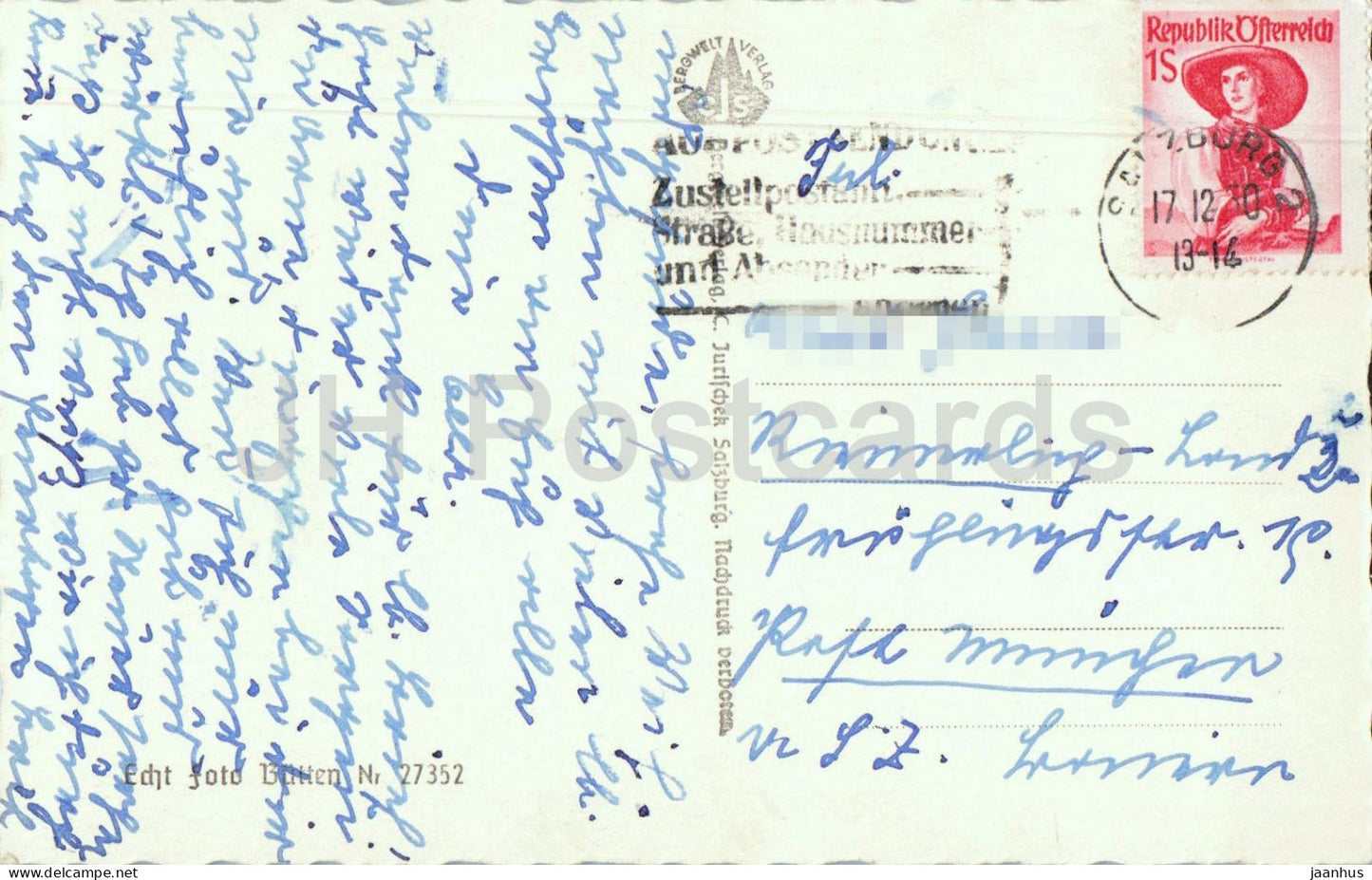 Neujahrsmorgen in Salzburg - New Year morning in Salzburg -  city view - 27352 - old postcard - 1950 - Austria - used