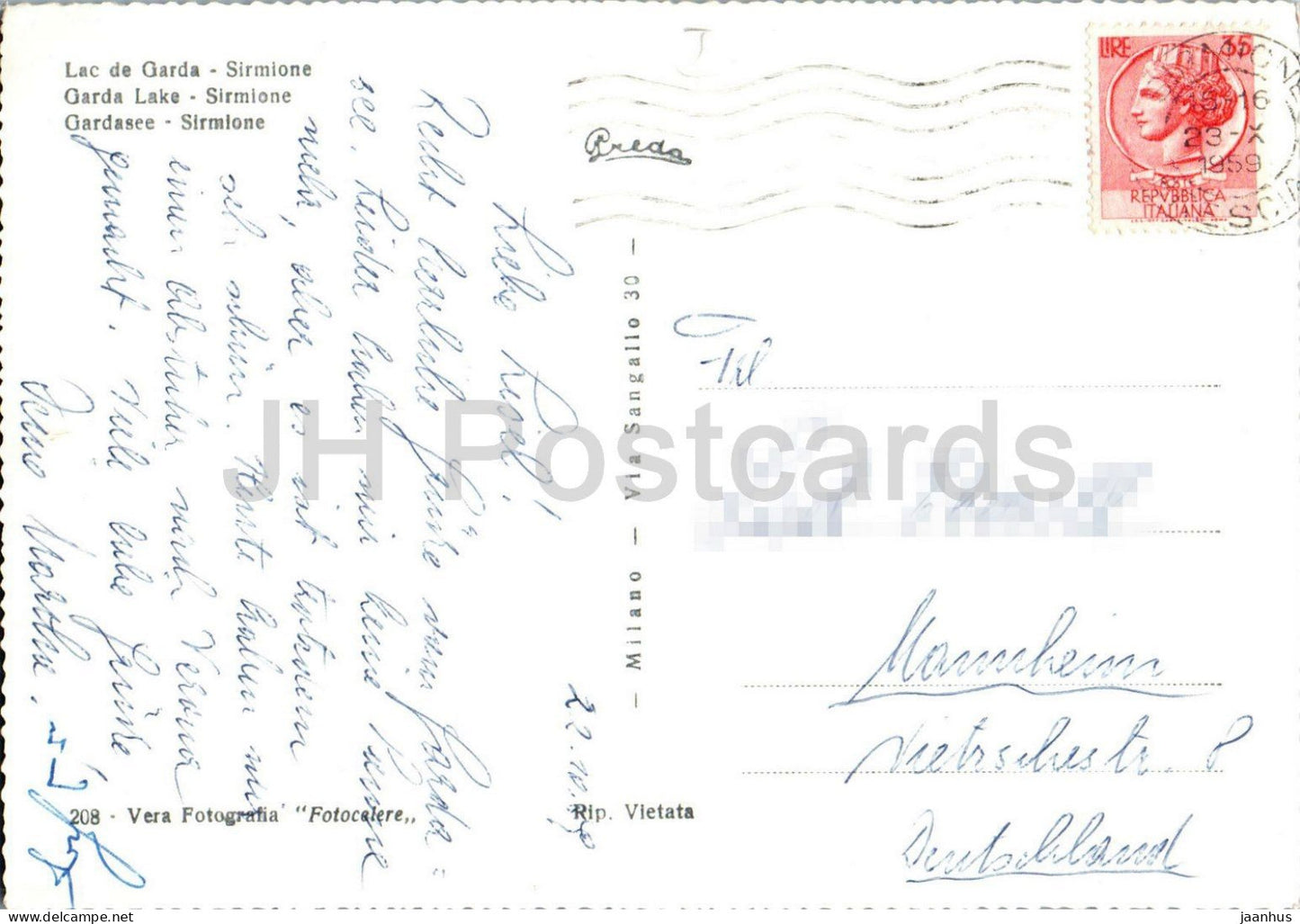 Gardasee - Sirmione - See - 208 - alte Postkarte - 1959 - Italien - gebraucht