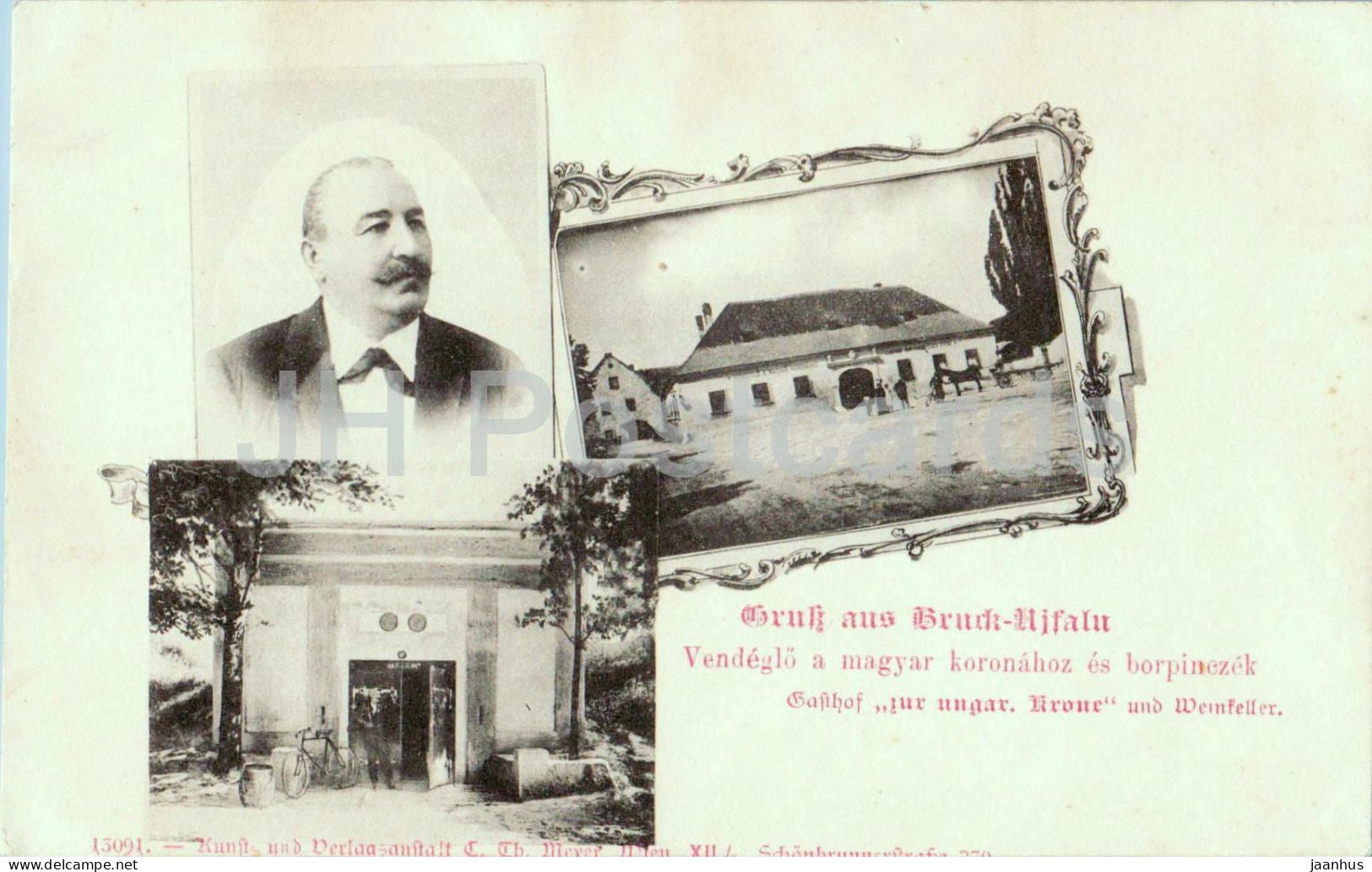 Bruckneudorf - Gruss aus Bruck Ujfalu - Gasthof Zur ungar. Krone - wine cellar - old postcard - 1900s - Austria - unused - JH Postcards