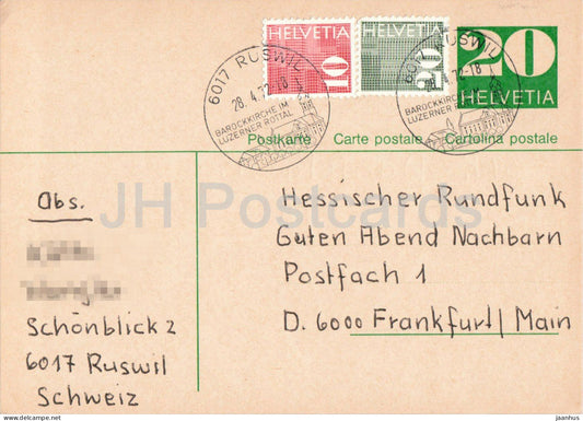 Guten Abend Nachbarn - Hessischer Rundfunk - postal stationery - 61 - 1972 - Switzerland - used - JH Postcards
