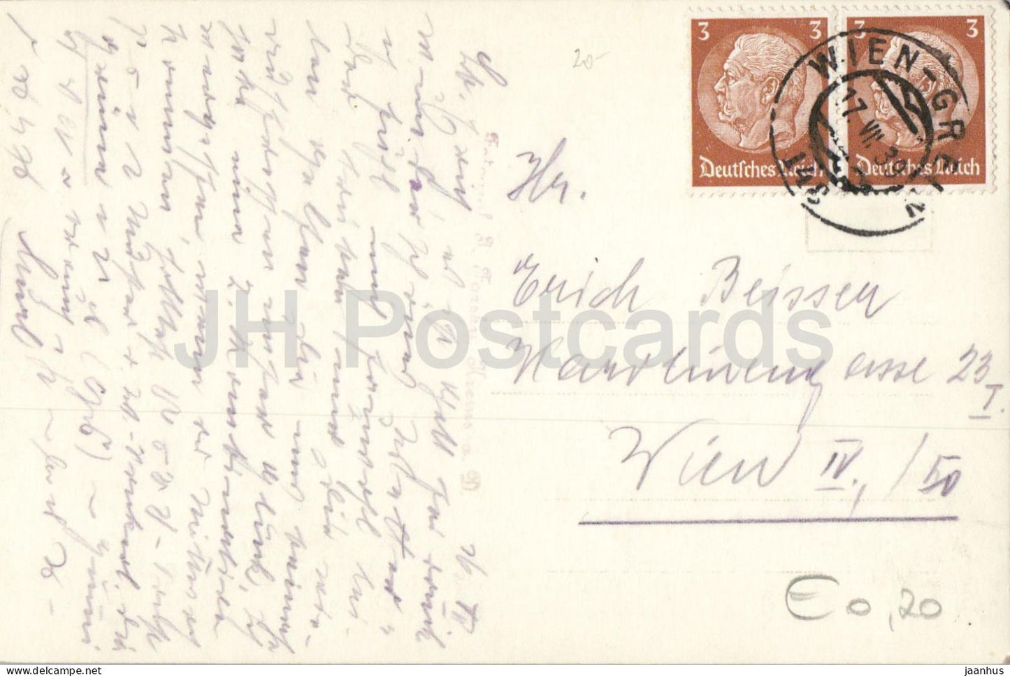 Der historische Brunnen à Grafenegg - carte postale ancienne - 1939 - Autriche - utilisé 