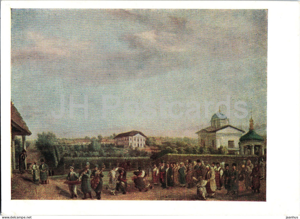 painting by Vasily Tropinin - Marriage in Kukavka Village - Russian art - old postcard - 1957 - Russia USSR - unused - JH Postcards