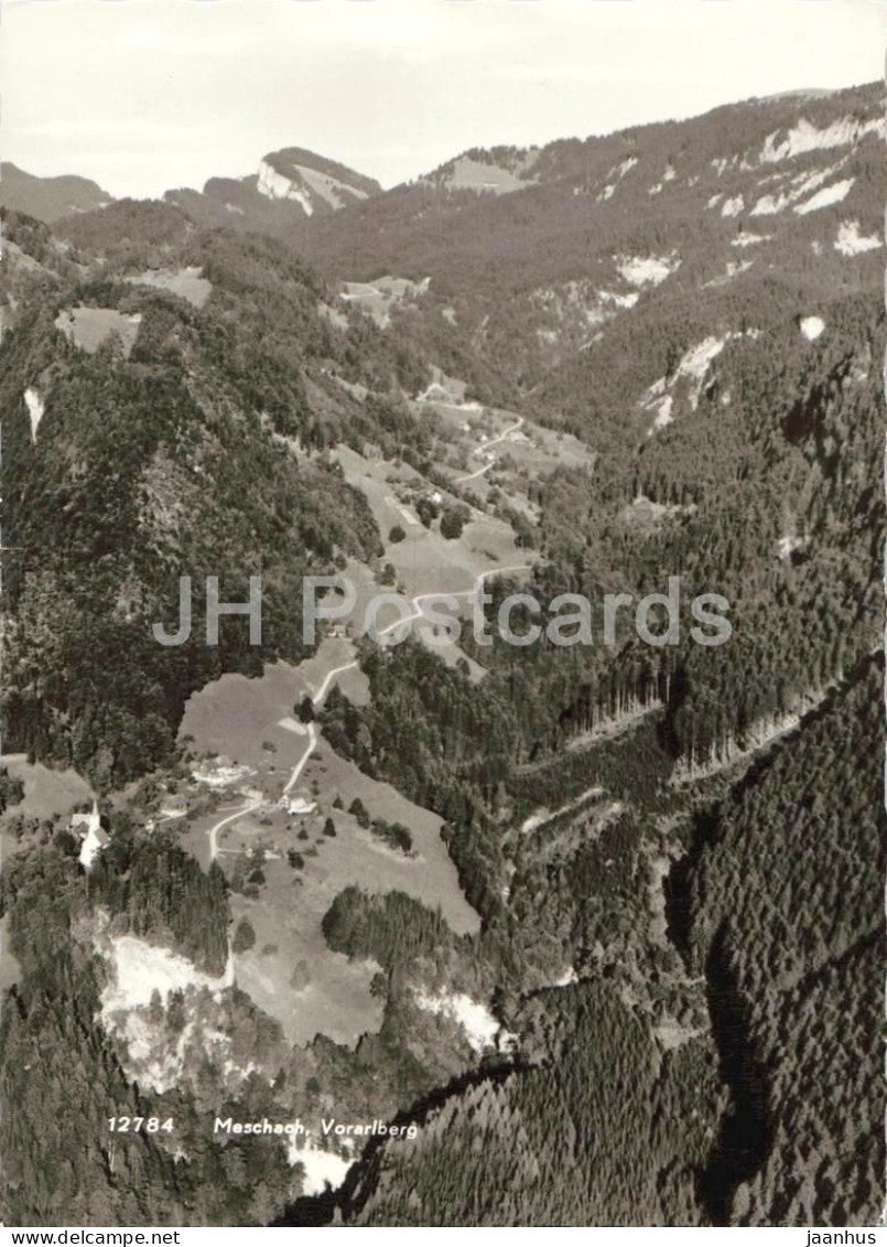 Meschach - Vorarlberg - mountain valley - alpine roads - aerial view - old postcard - 12784 - Austria - unused - JH Postcards
