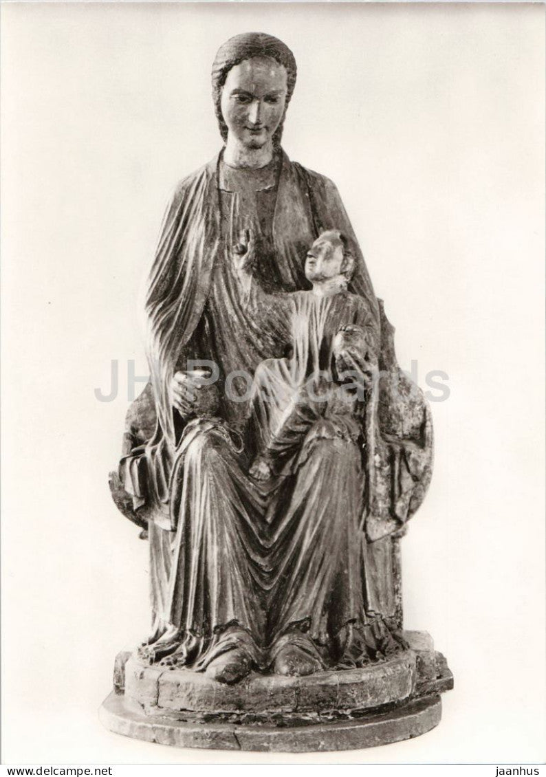 medieval sculpture - Enthroned Madonna and Child - Thronende Muttergottes - religious art - Germany - unused - JH Postcards
