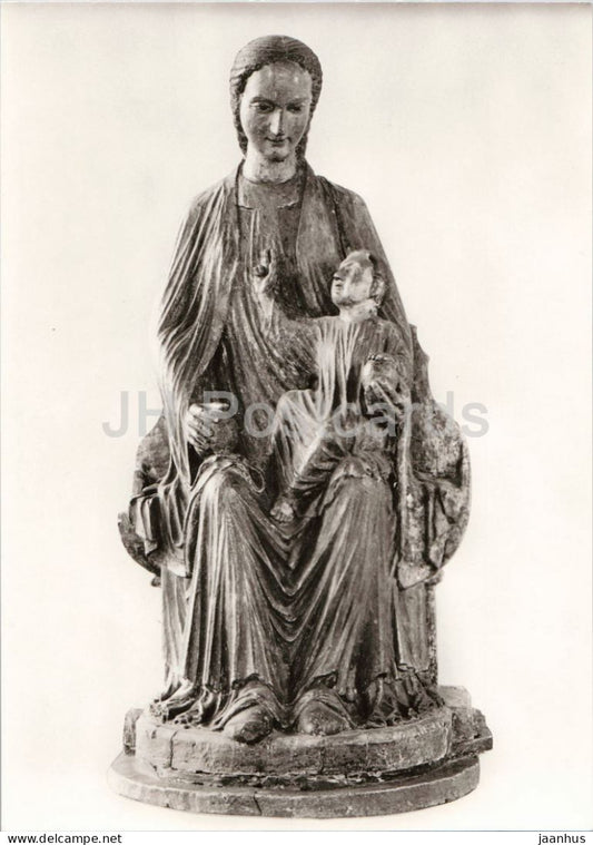 medieval sculpture - Enthroned Madonna and Child - Thronende Muttergottes - religious art - Germany - unused - JH Postcards