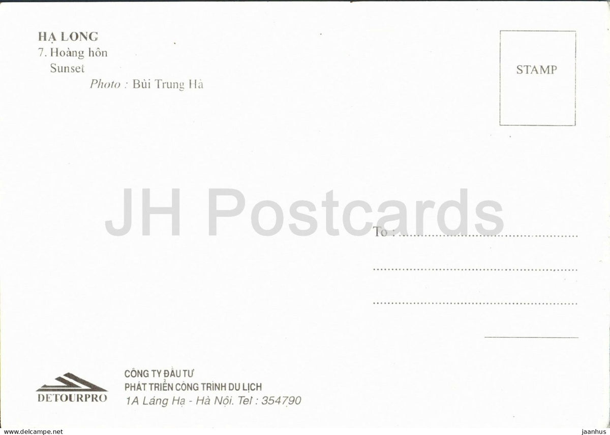 Ha Long Bay sunset - photograph by Bui Trung Ha - junk boats - ship - 1990s - Vietnam - unused