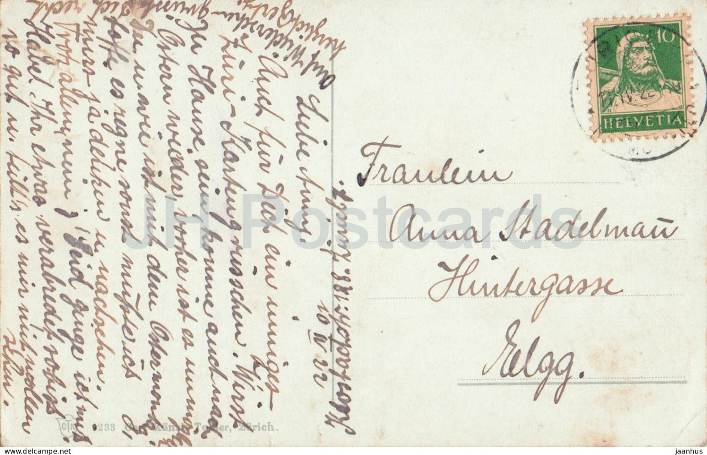 Zurich von der Waid - panorama ville et Alpes - carte postale ancienne - 1922 - Suisse - utilisé 