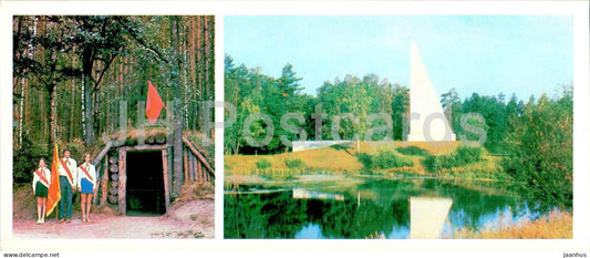 Bryansk - at the partisan bunker - Partisan memorial - pioneers - 1980 - Russia USSR - unused - JH Postcards