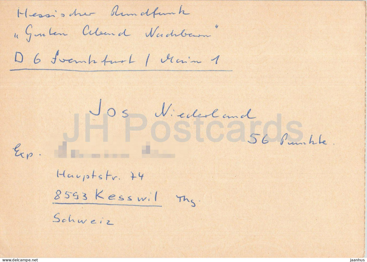 Guten Abend Nachbarn - Hessischer Rundfunk - postal stationery - 54 - 1972 - Switzerland - used
