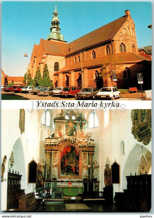 Ystads St Maria Kyrka - Ystad - car - church - 1323 - Sweden - unused - JH Postcards