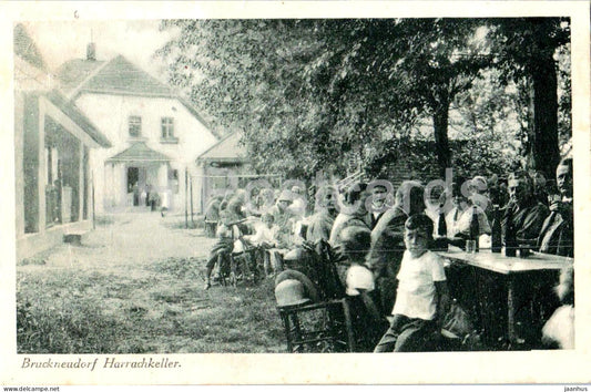 Bruckneudorf - Harrachkeller - beer garden, people sitting outdoors - No. 88218 - old postcard - Austria - unused - JH Postcards