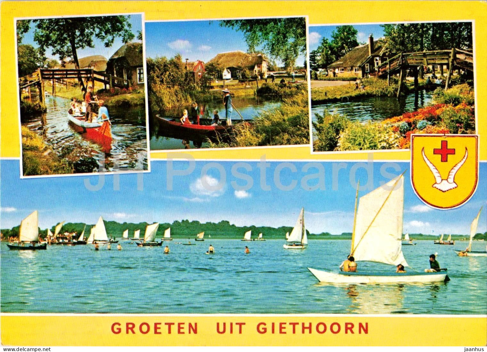 Groeten uit Giethoorn - Greetings - boats - canals - village - boat - multiview - 1986 - Netherlands - used - JH Postcards