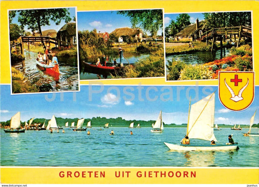Groeten uit Giethoorn - Greetings - boats - canals - village - boat - multiview - 1986 - Netherlands - used - JH Postcards