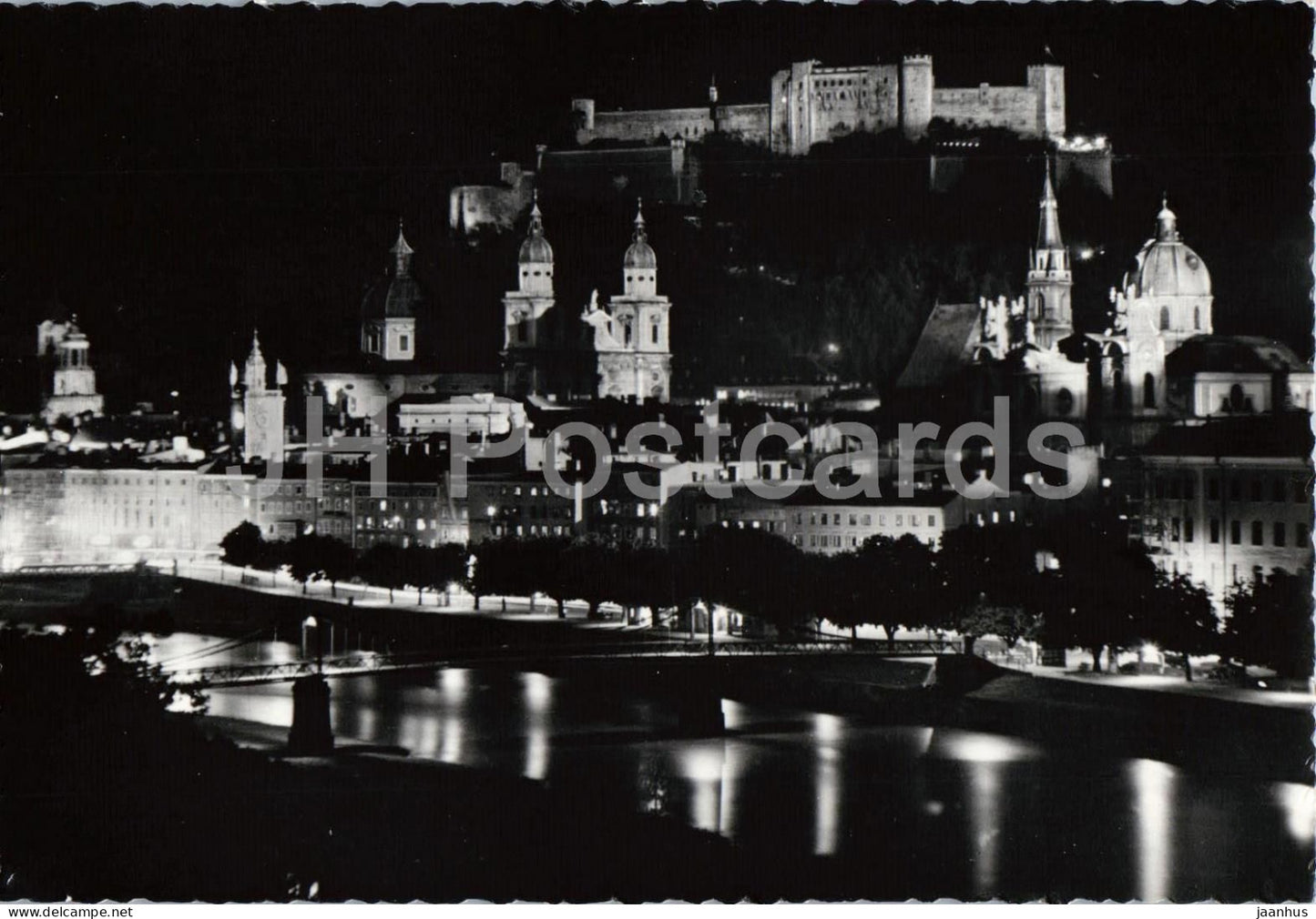 Salzburg im Lichte des Scheinwerfers - Salzburg by night - old postcard - 1958 - Austria - used - JH Postcards